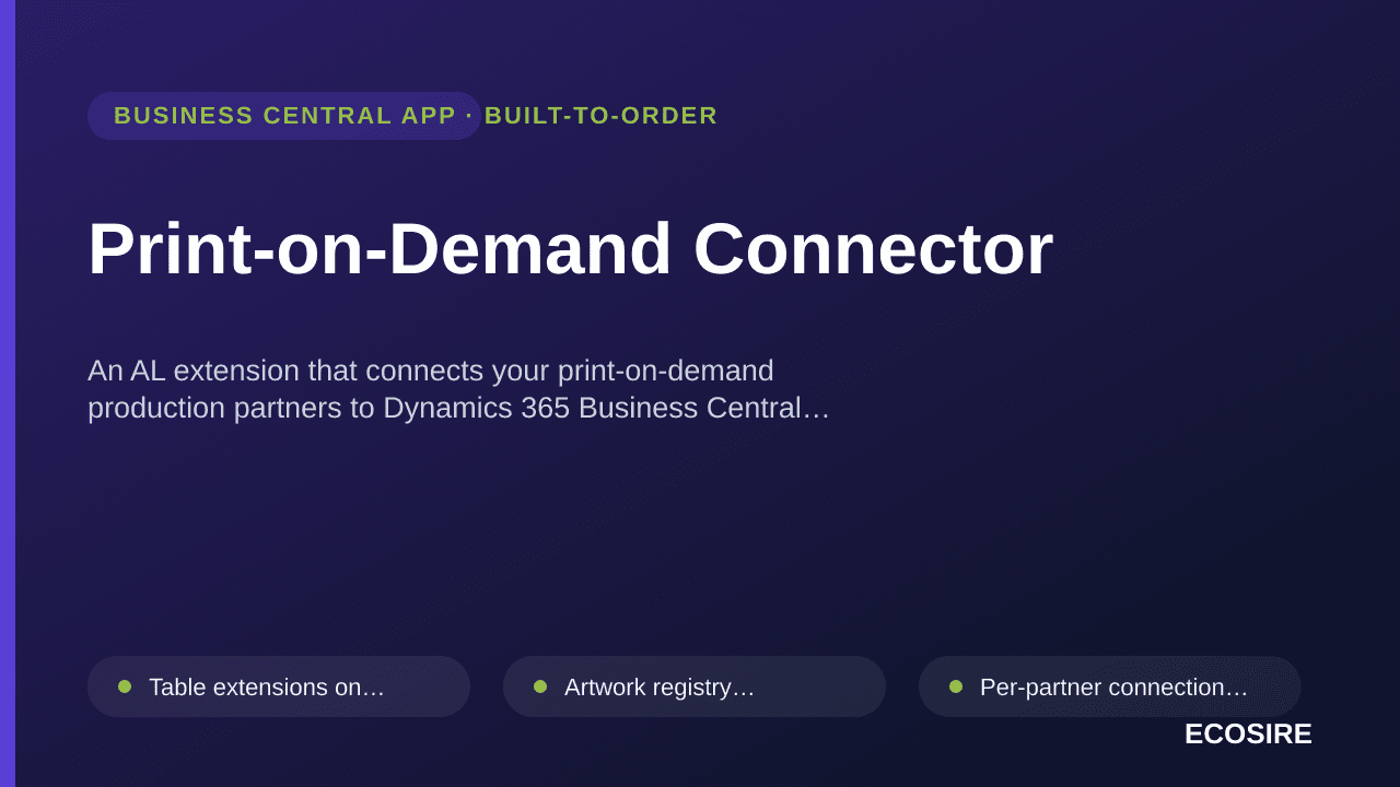 Print-on-Demand Connector — An AL extension that connects your print-on-demand production partners to Dynamics 365 Business C — 1/1