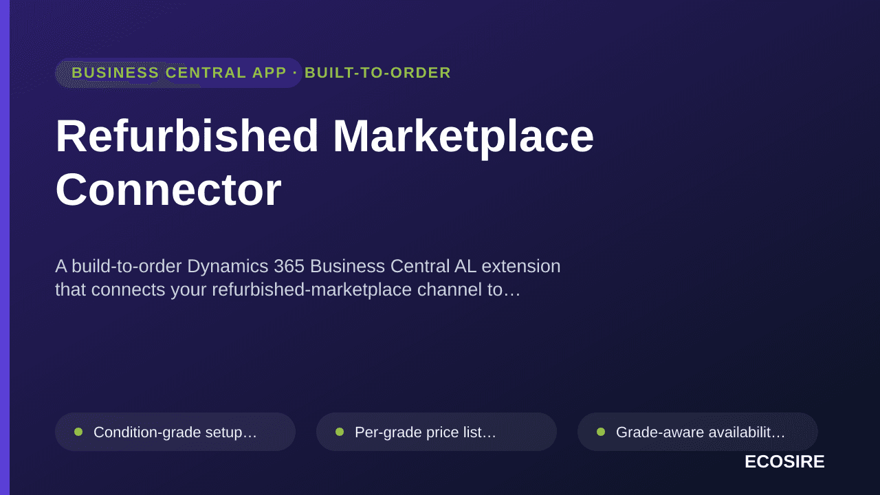 Refurbished Marketplace Connector — A build-to-order Dynamics 365 Business Central AL extension that connects your refurbishe — 1/1