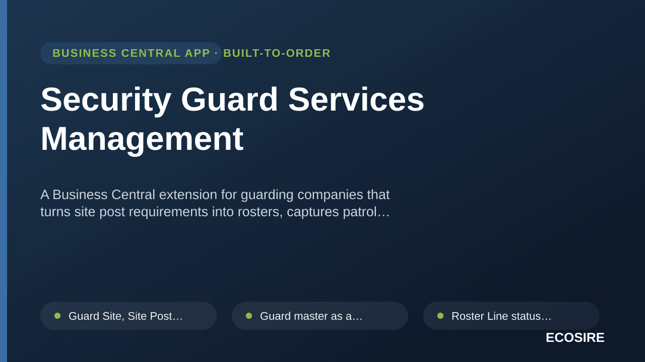 Security Guard Services Management — A Business Central extension for guarding companies that turns site post requirements in — 1/1