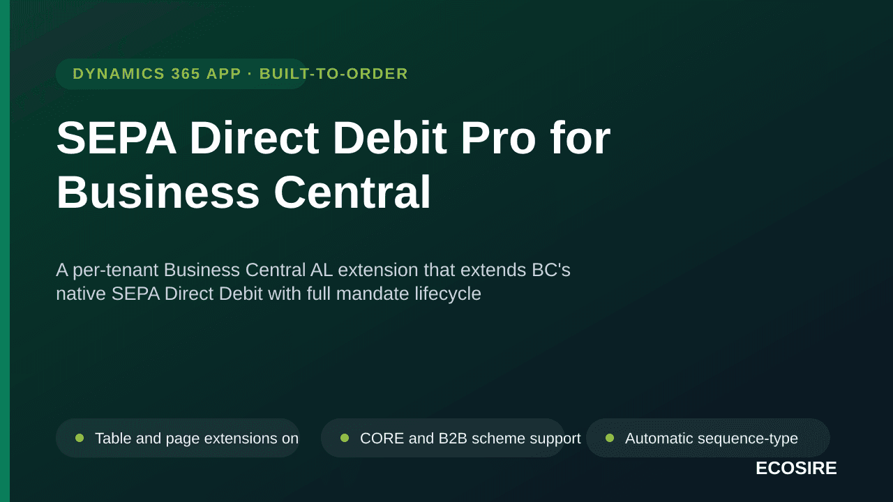 SEPA Direct Debit Pro for Business Central — A per-tenant Business Central AL extension that extends BC's native SEPA Direct  — Image 1 of 3