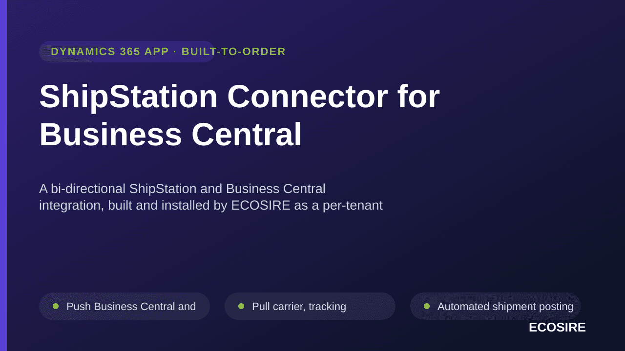 ShipStation Connector for Business Central — A bi-directional ShipStation and Business Central integration, built and install — Image 1 of 3