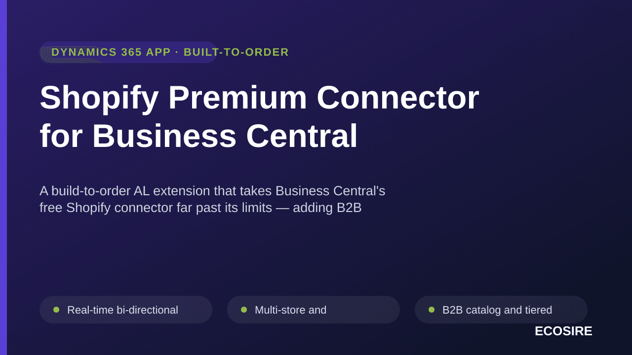 Shopify Premium Connector for Business Central — A build-to-order AL extension that takes Business Central's free Shopify con — Image 1 of 3