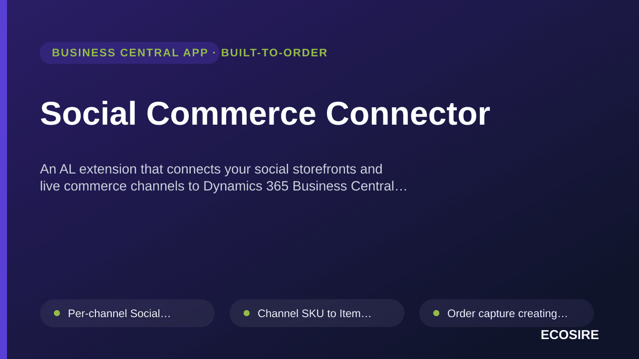 Social Commerce Connector — An AL extension that connects your social storefronts and live commerce channels to Dynamics 365  — 1/1