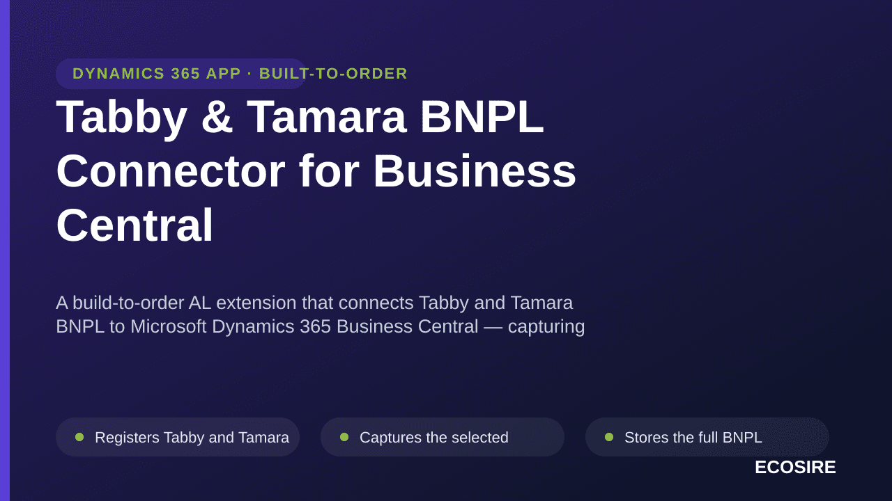 Tabby & Tamara BNPL Connector for Business Central — A build-to-order AL extension that connects Tabby and Tamara BNPL to Mic — Image 1 of 3