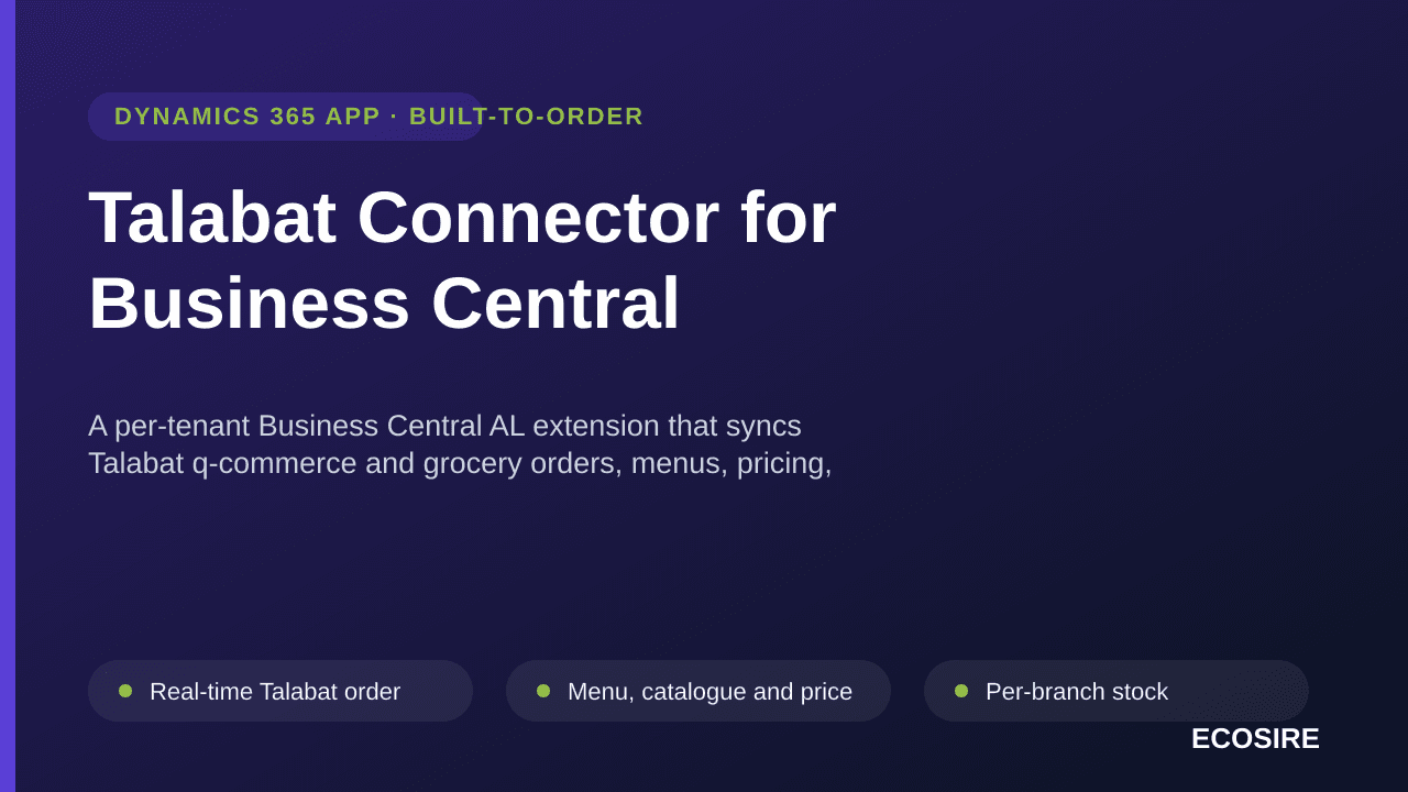 Talabat Connector for Business Central — A per-tenant Business Central AL extension that syncs Talabat q-commerce and grocery — Image 1 of 3