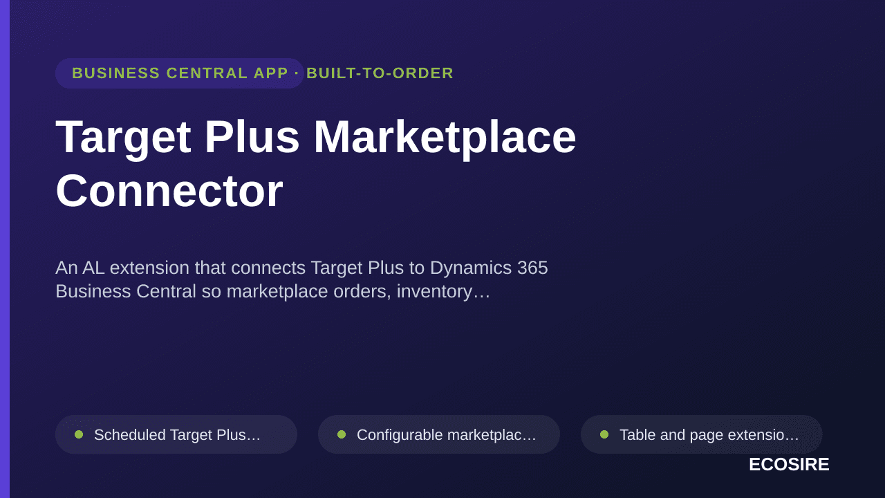 Target Plus Marketplace Connector — An AL extension that connects Target Plus to Dynamics 365 Business Central so marketplace — 1/1