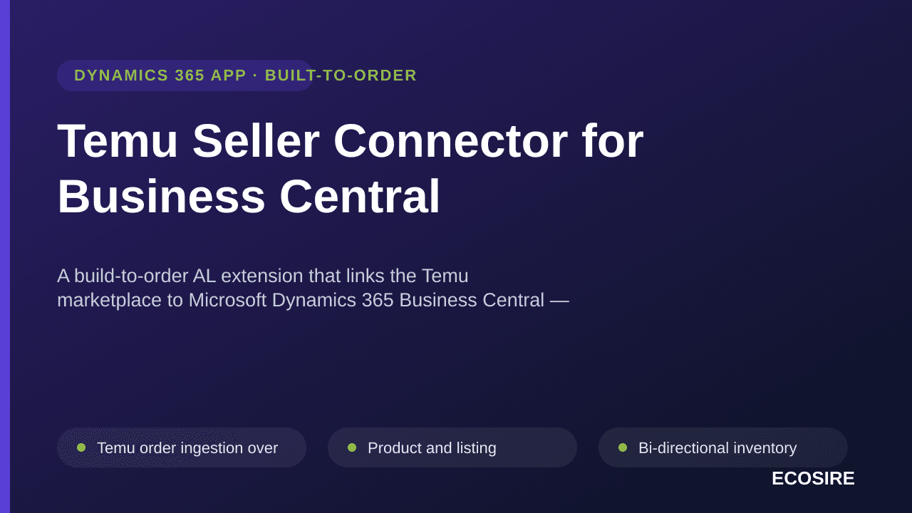 Temu Seller Connector for Business Central — A build-to-order AL extension that links the Temu marketplace to Microsoft Dynam — Image 1 of 3
