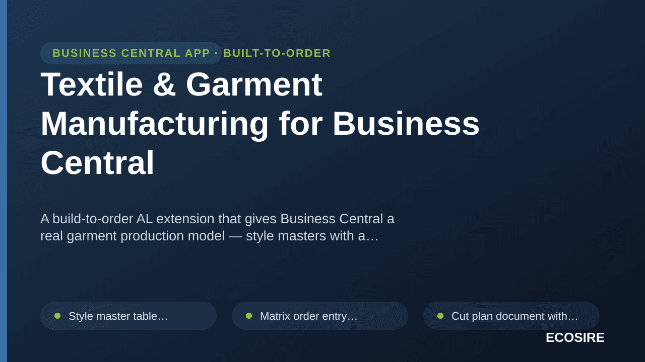 Textile & Garment Manufacturing for Business Central — A build-to-order AL extension that gives Business Central a real garme — 1/1