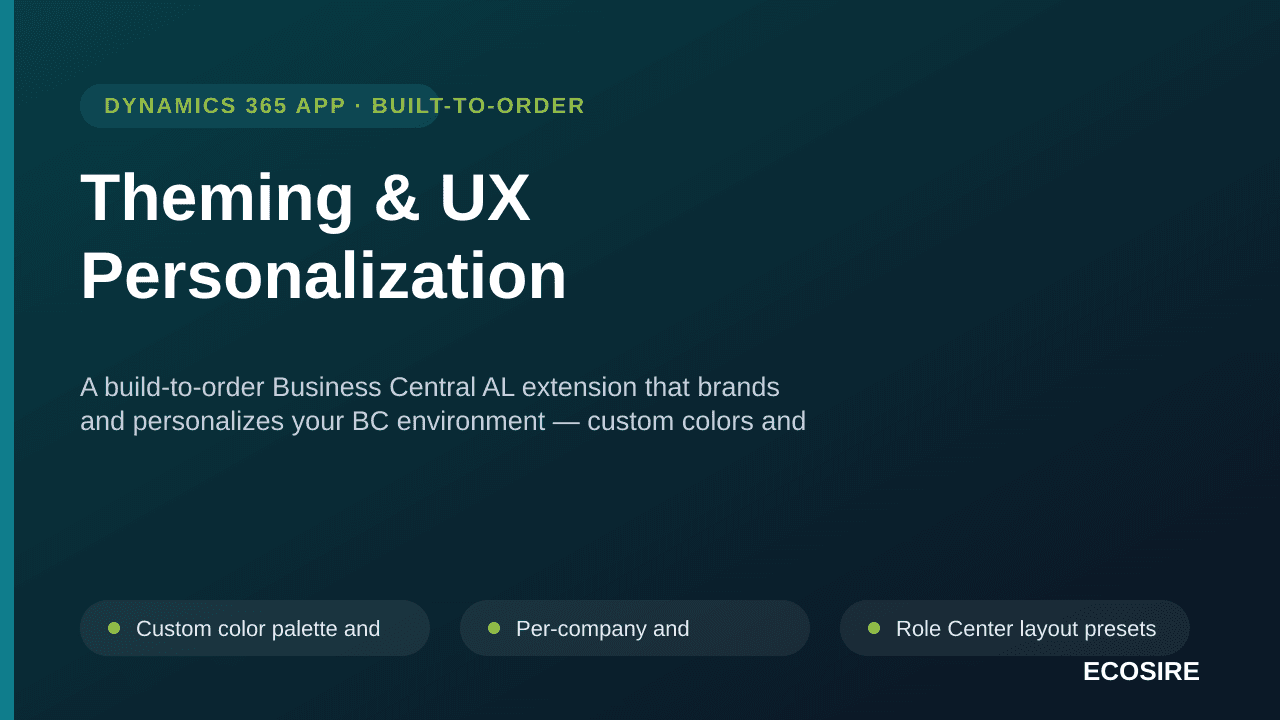 Theming & UX Personalization — A build-to-order Business Central AL extension that brands and personalizes your BC environmen — Image 1 of 3