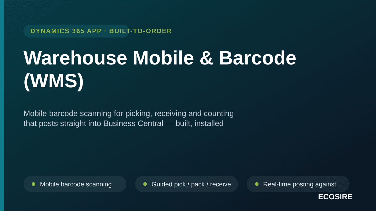 Warehouse Mobile & Barcode (WMS) — Mobile barcode scanning for picking, receiving and counting that posts straight into Busin — Image 1 of 3