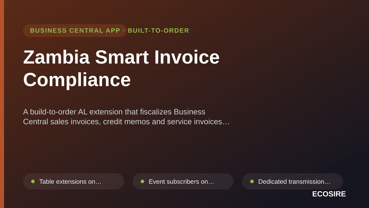 Zambia Smart Invoice Compliance — A build-to-order AL extension that fiscalizes Business Central sales invoices, credit memos — 1/1