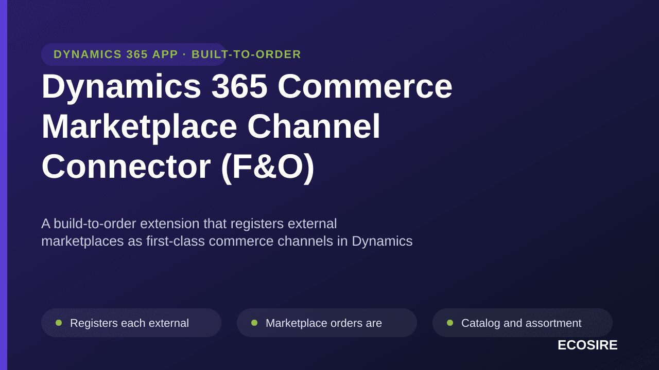 Dynamics 365 Commerce Marketplace Channel Connector (F&O) — A build-to-order extension that registers external marketplaces a — Image 1 of 3