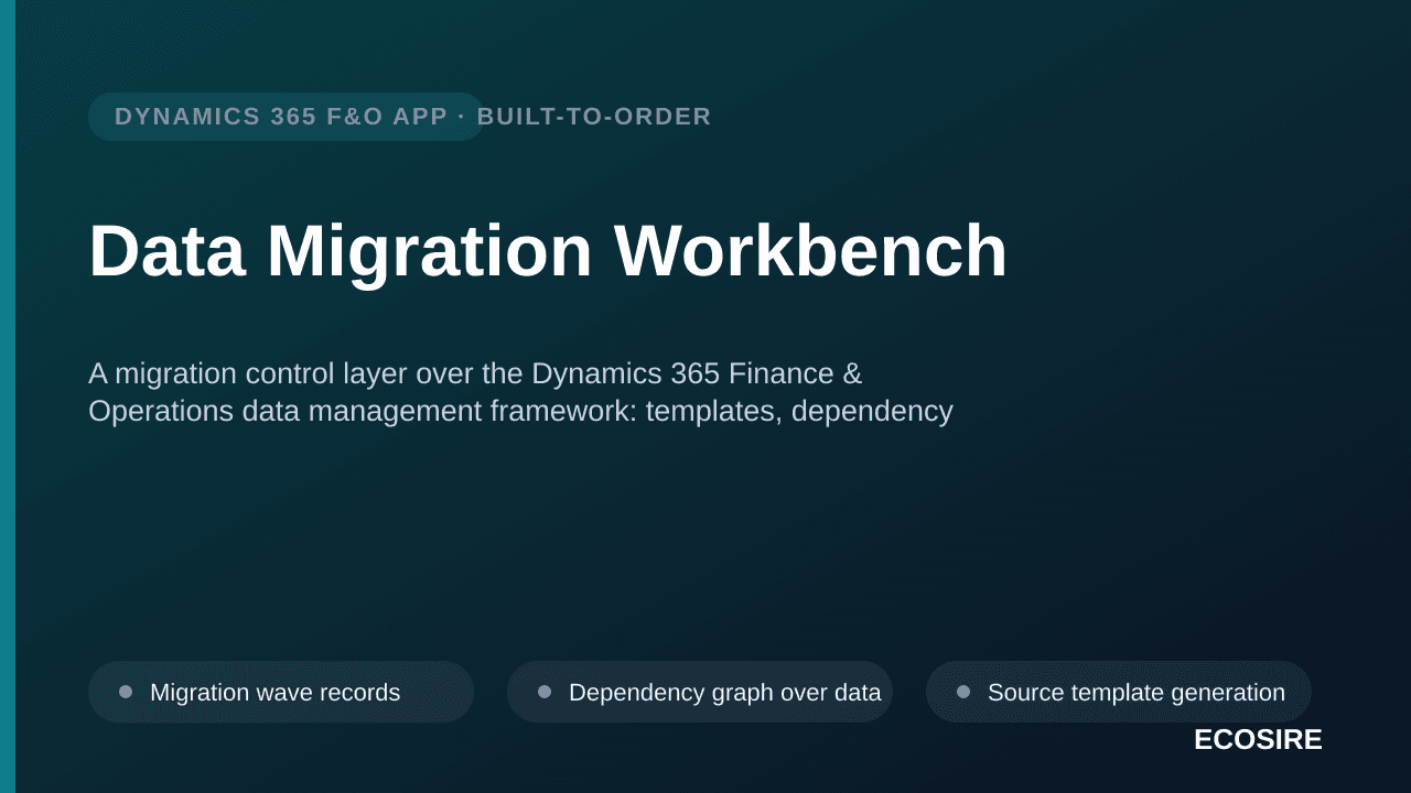 Data Migration Workbench — A migration control layer over the Dynamics 365 Finance & Operations data management framework: templates, dependency ordering, dry-run validation and reconciliation