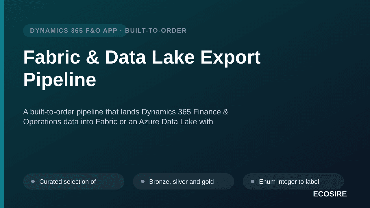 Fabric & Data Lake Export Pipeline — A built-to-order pipeline that lands Dynamics 365 Finance & Operations data into Fabric or an Azure Data Lake with curated models