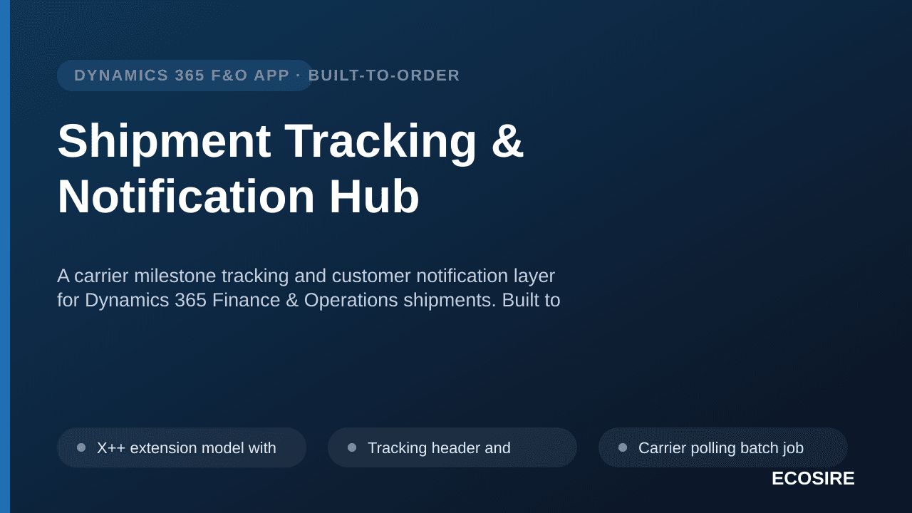 Shipment Tracking & Notification Hub — A carrier milestone tracking and customer notification layer for Dynamics 365 Finance & Operations shipments