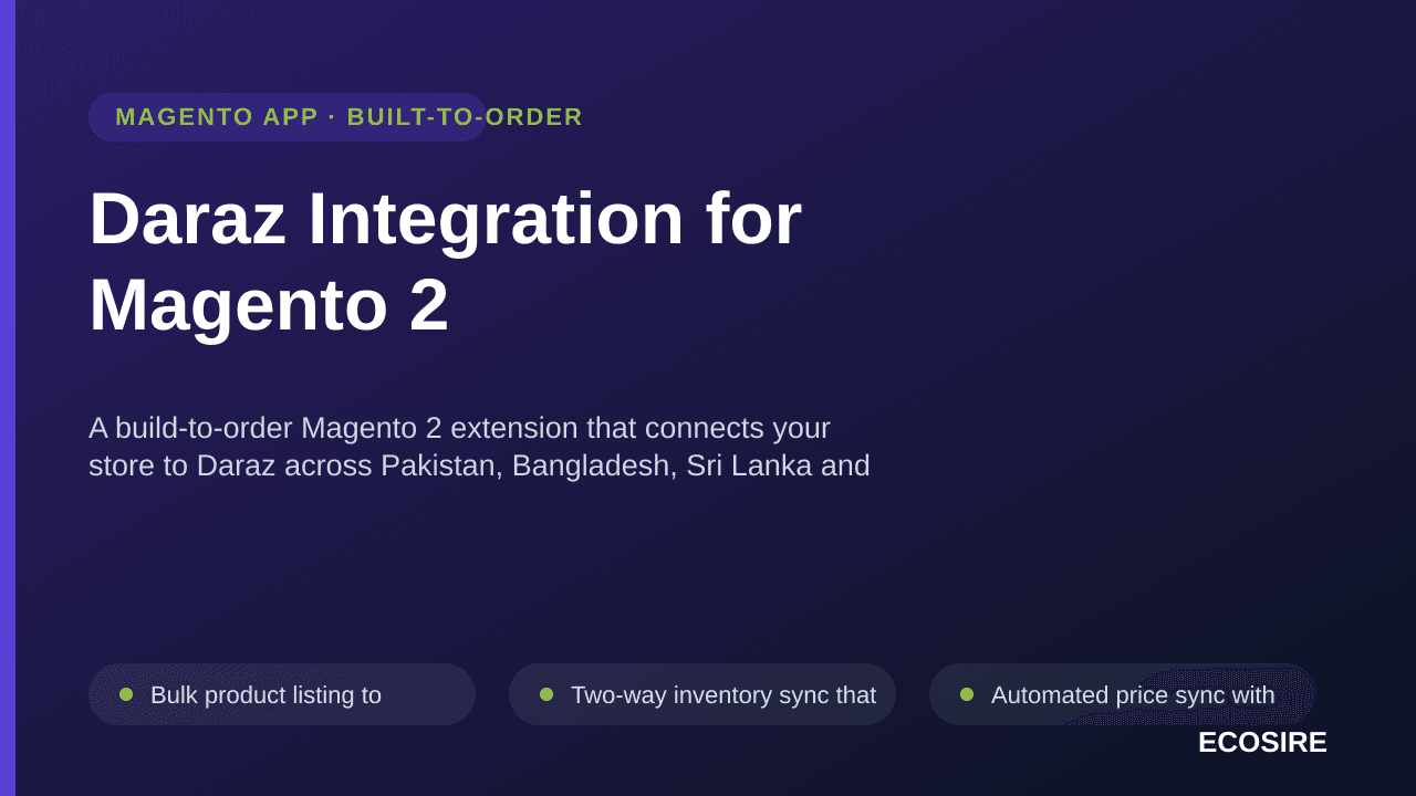 Daraz Integration for Magento 2 — A build-to-order Magento 2 extension that connects your store to Daraz across Pakistan, Ban — Image 1 of 3