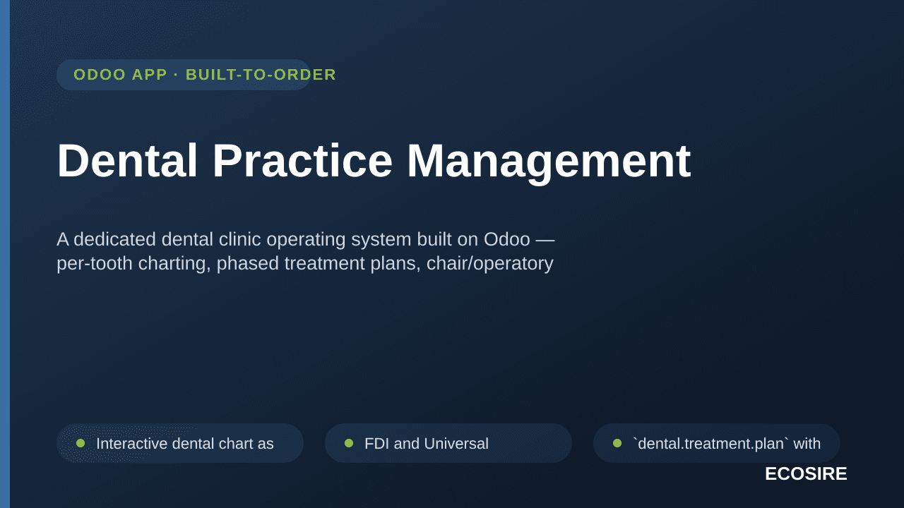 Dental Practice Management — A dedicated dental clinic operating system built on Odoo — per-tooth charting, phased treatment  — Image 1 of 3