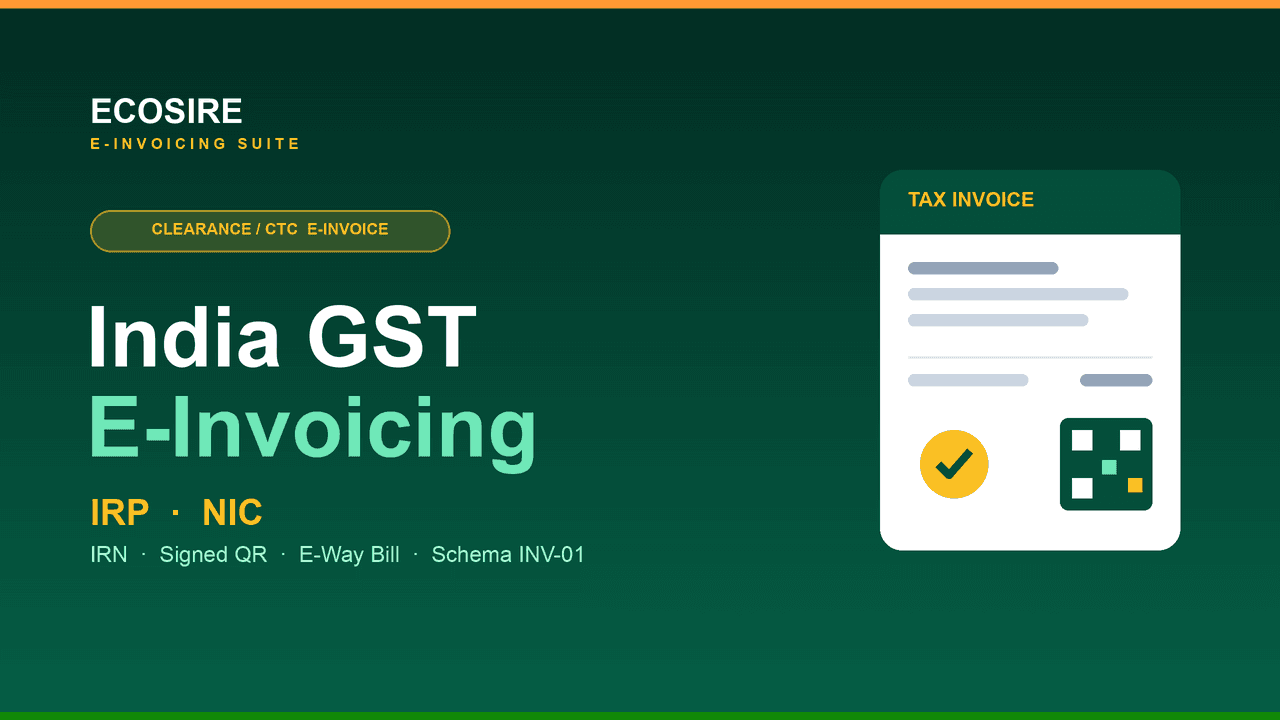 ECOSIRE E-Invoicing | India GST (IRP / NIC) — India GST e-invoicing via the NIC Invoice Registration Portal (IRP): Schema INV — Image 1 of 1