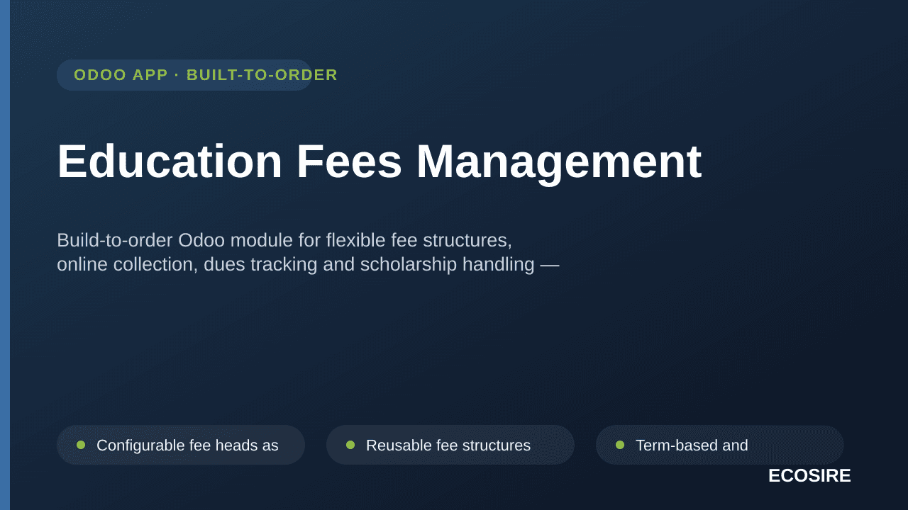 Education Fees Management — Build-to-order Odoo module for flexible fee structures, online collection, dues tracking and scho — Image 1 of 3
