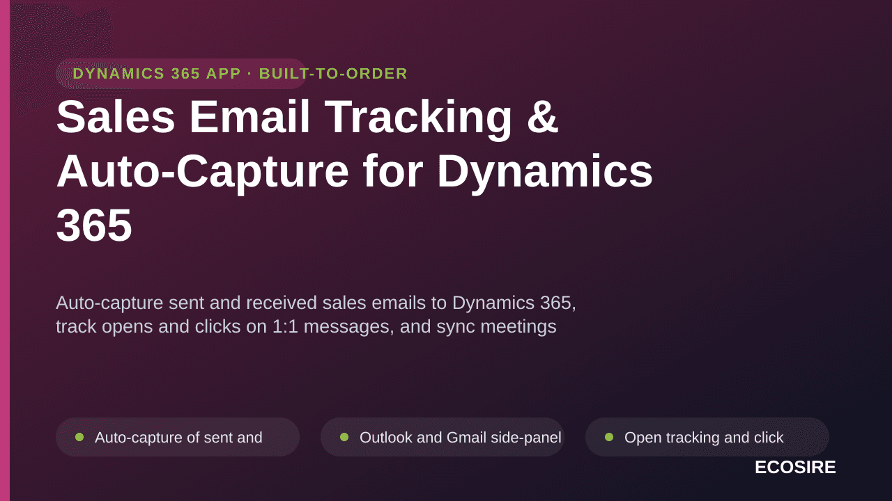 Sales Email Tracking & Auto-Capture for Dynamics 365 — Auto-capture sent and received sales emails to Dynamics 365, track ope — Image 1 of 3