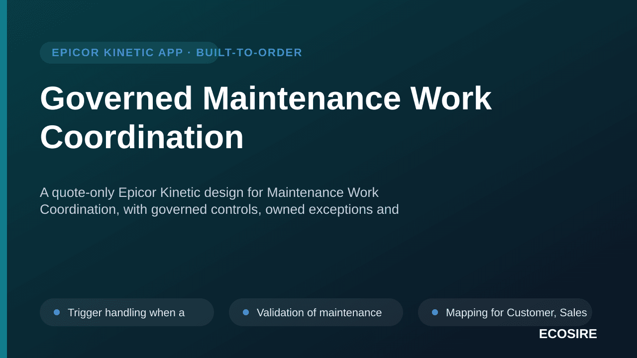 Governed Maintenance Work Coordination