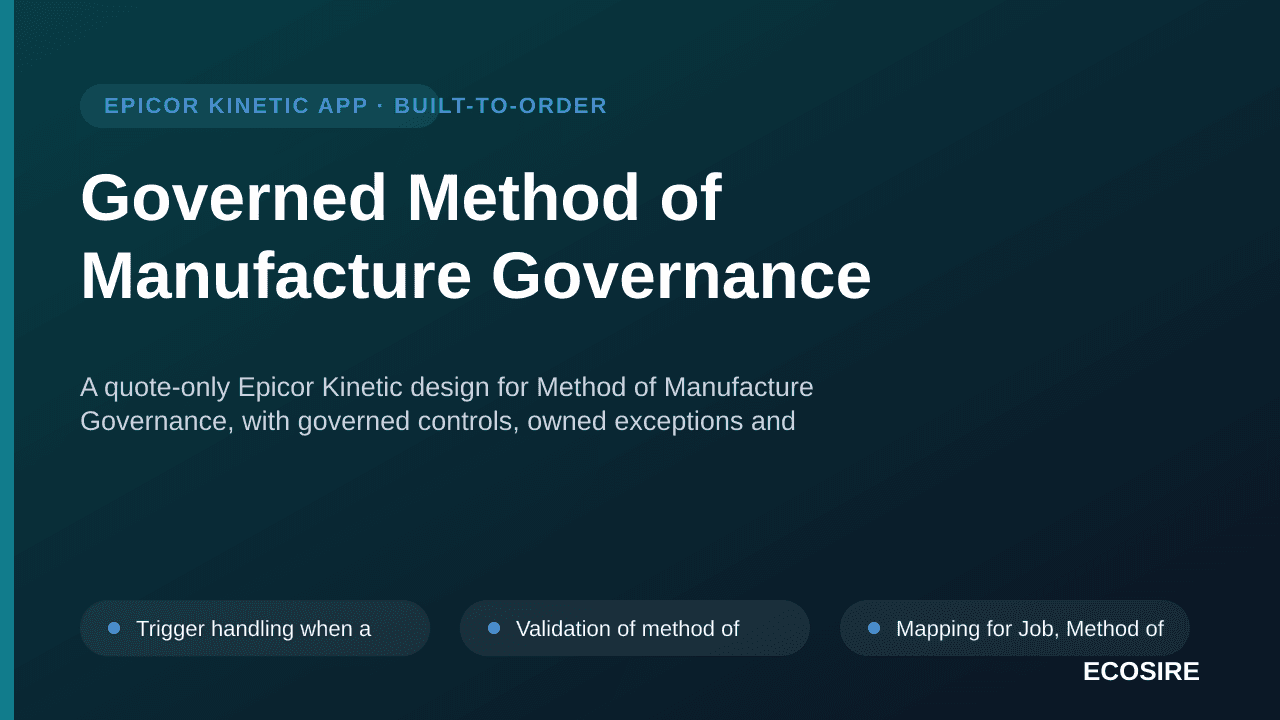 Governed Method of Manufacture Governance