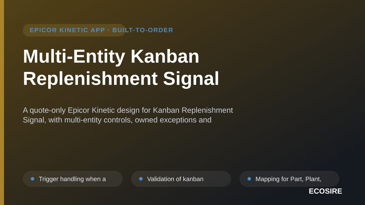Multi-Entity Kanban Replenishment Signal — A quote-only Epicor Kinetic design for Kanban Replenishment Signal, with multi-ent — 1/3