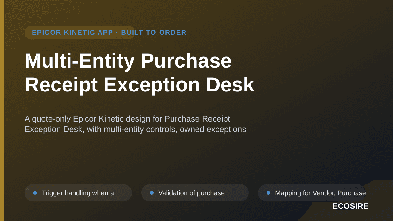 Multi-Entity Purchase Receipt Exception Desk