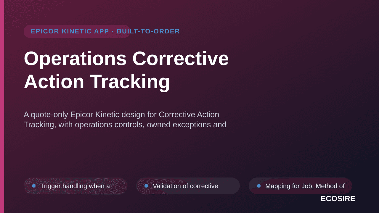 Operations Corrective Action Tracking