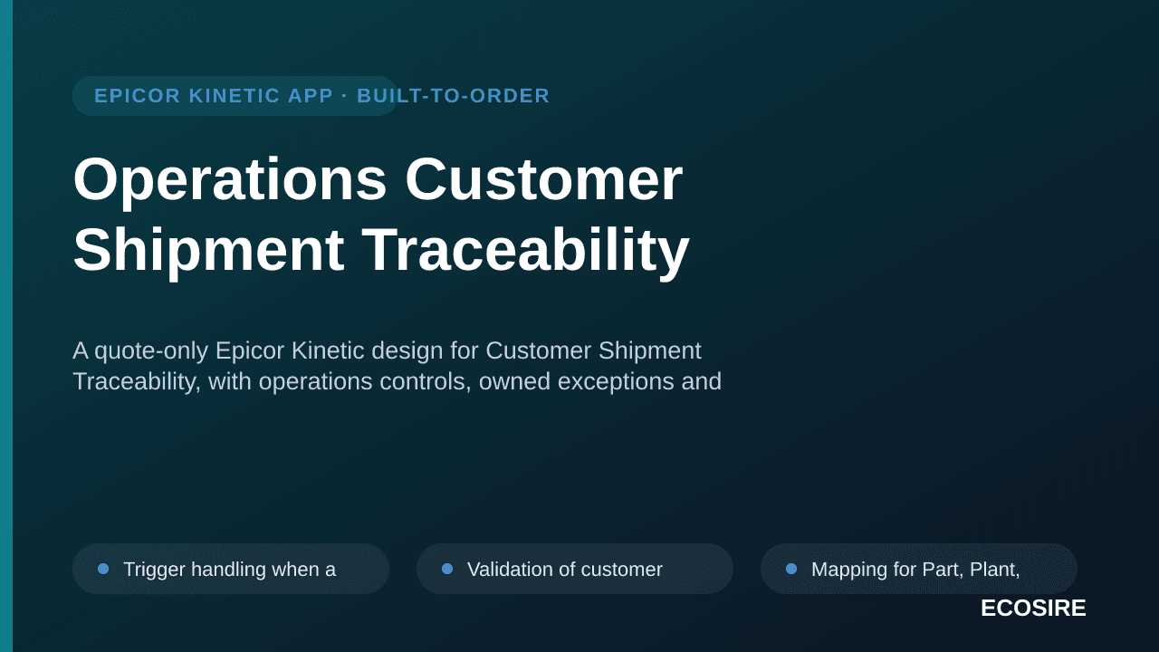 Operations Customer Shipment Traceability