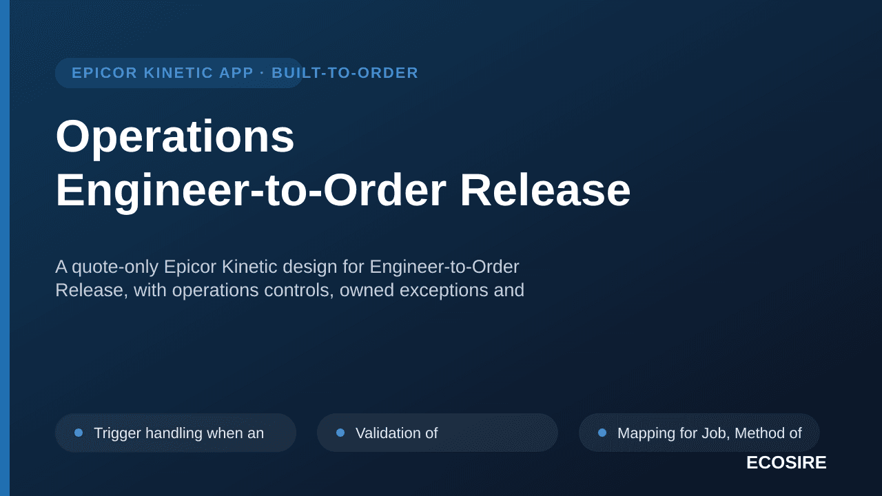 Operations Engineer-to-Order Release