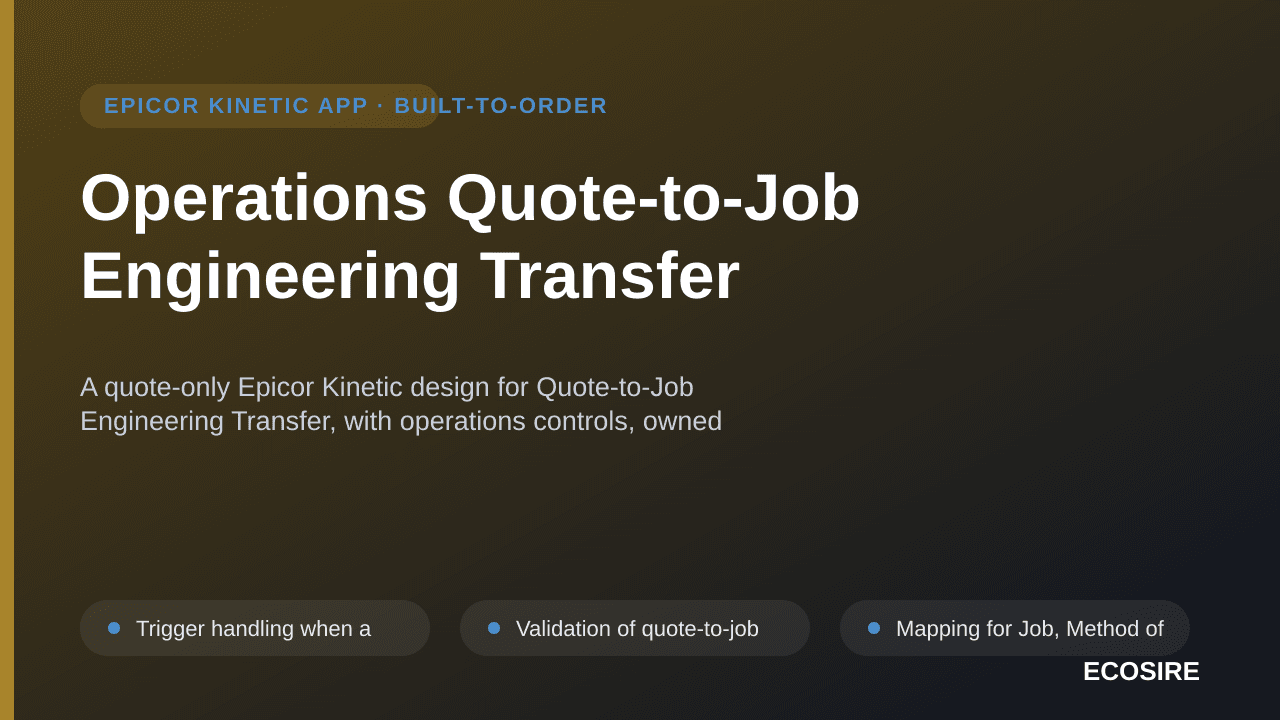 Operations Quote-to-Job Engineering Transfer
