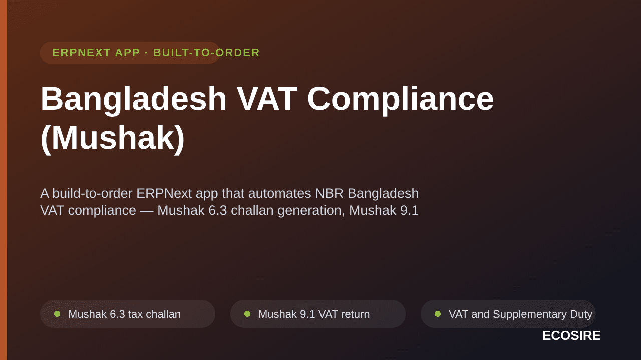 Bangladesh VAT Compliance (Mushak) — A build-to-order ERPNext app that automates NBR Bangladesh VAT compliance — Mushak 6 — Image 1 of 3