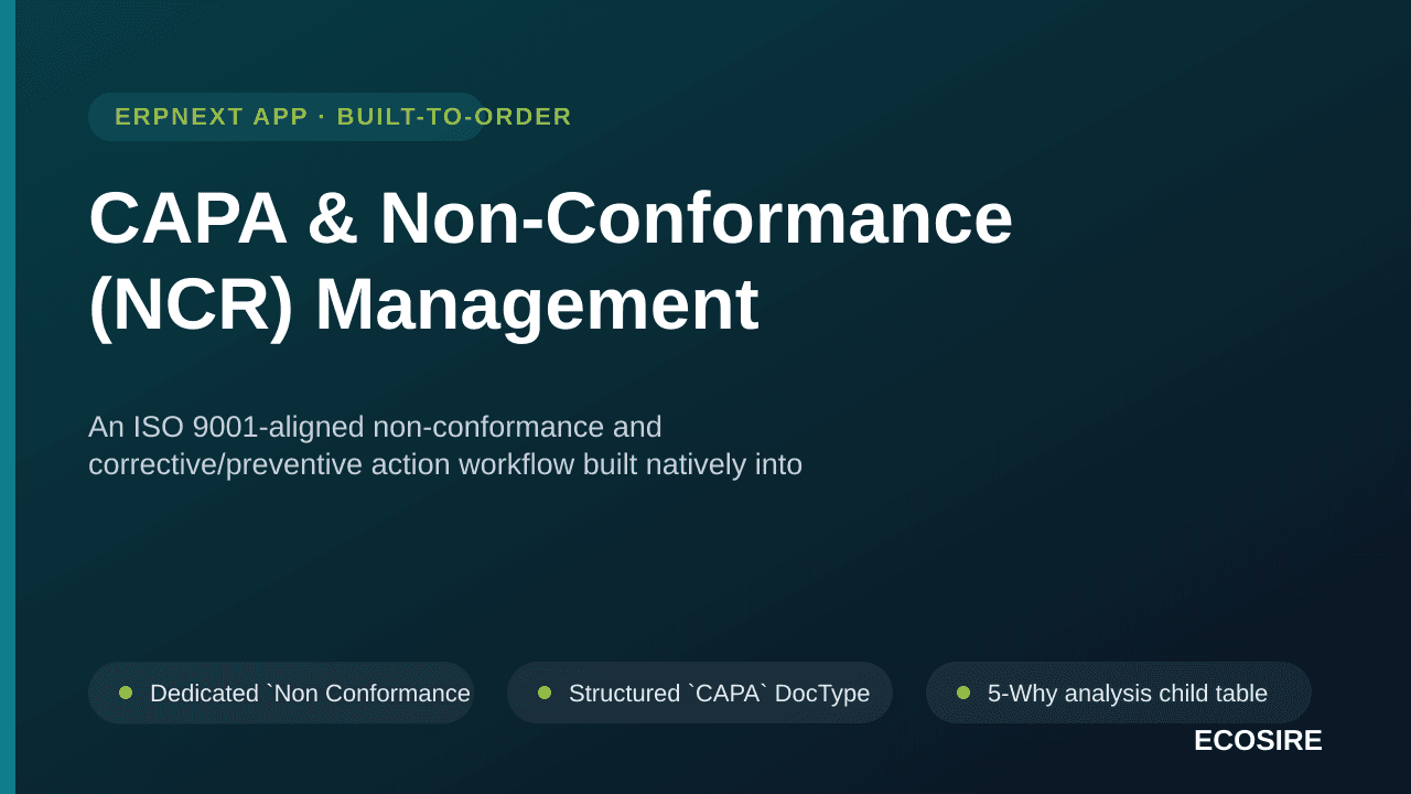 CAPA & Non-Conformance (NCR) Management — An ISO 9001-aligned non-conformance and corrective/preventive action workflow built — Image 1 of 3