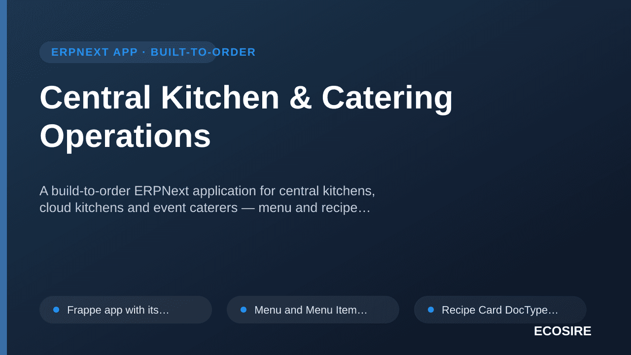 Central Kitchen & Catering Operations — A build-to-order ERPNext application for central kitchens, cloud kitchens and event c — 1/1