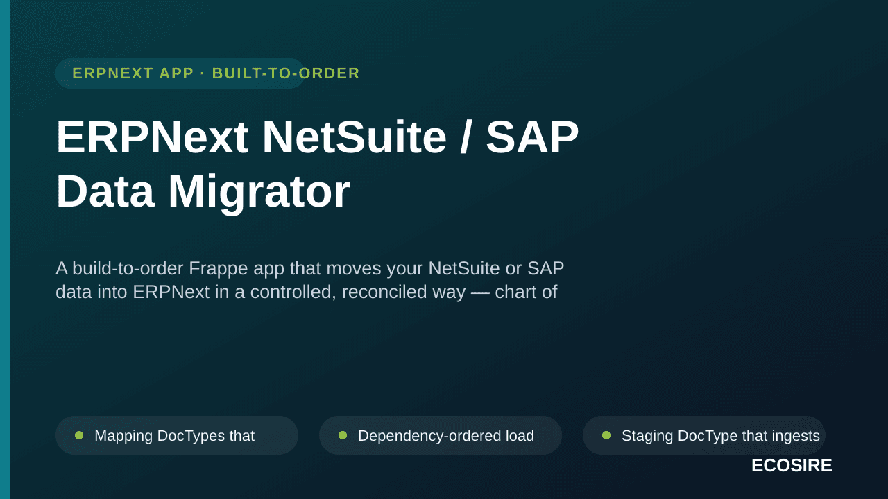 ERPNext NetSuite / SAP Data Migrator — A build-to-order Frappe app that moves your NetSuite or SAP data into ERPNext in a con — Image 1 of 3