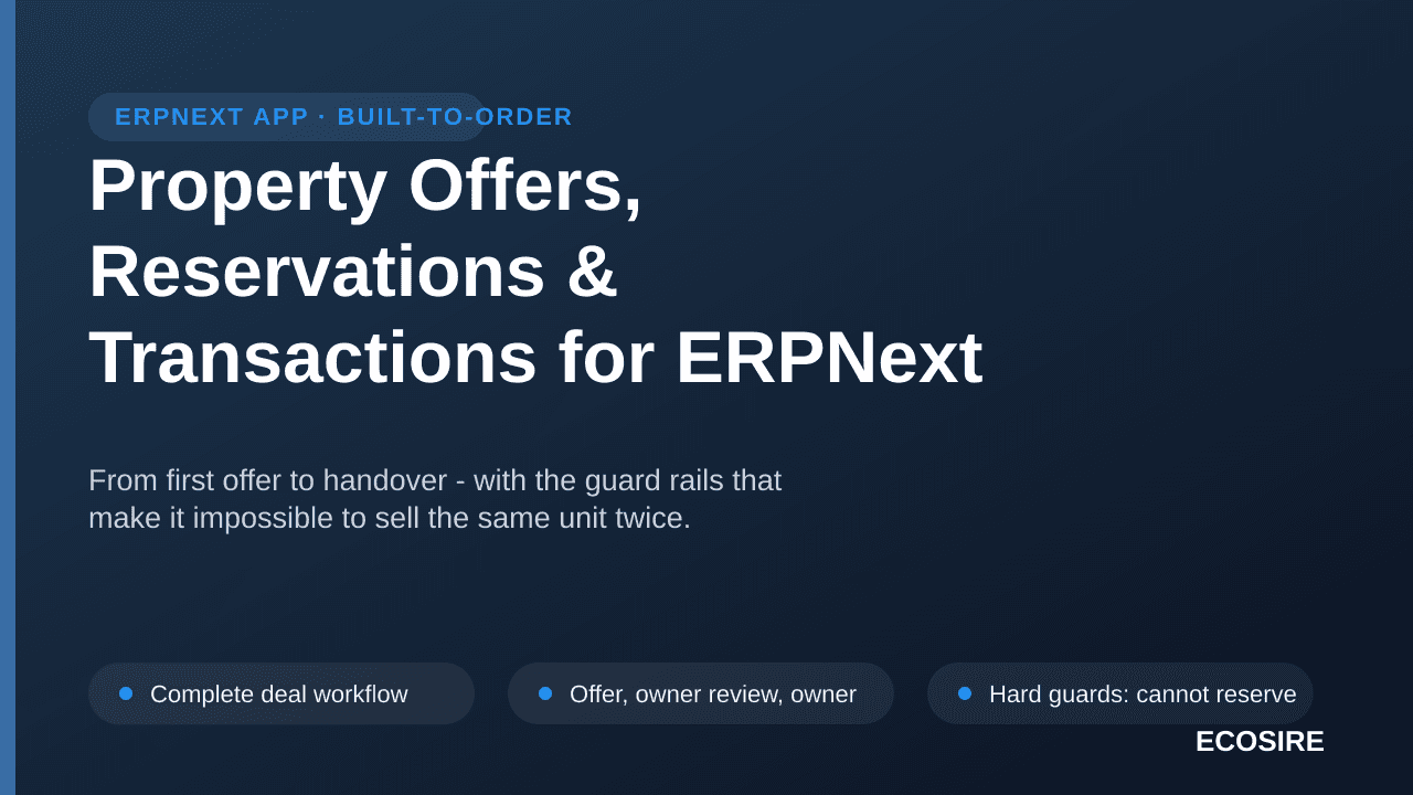 Property Offers, Reservations & Transactions for ERPNext