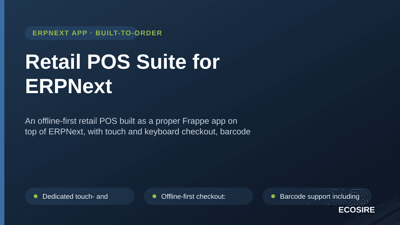 Retail POS Suite for ERPNext — An offline-first retail POS built as a proper Frappe app on top of ERPNext, with touch and key — Image 1 of 3