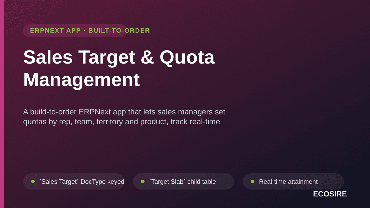 Sales Target & Quota Management — A build-to-order ERPNext app that lets sales managers set quotas by rep, team, territory an — Image 1 of 3