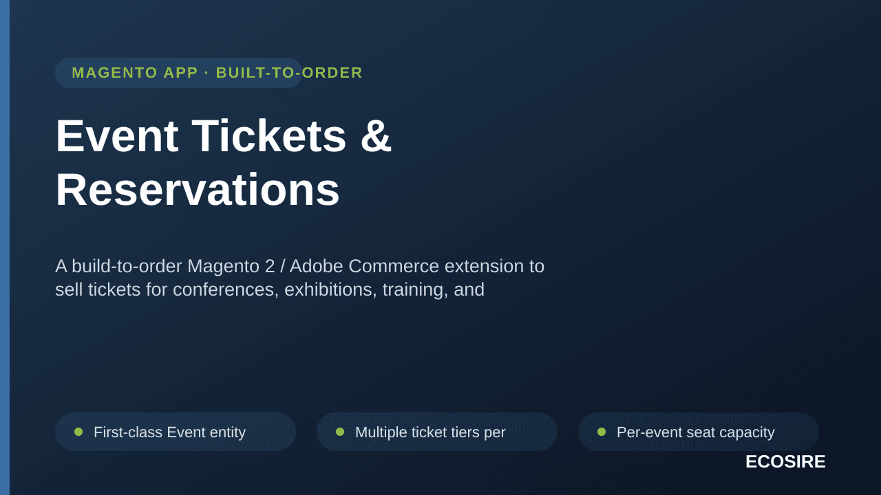 Event Tickets & Reservations — A build-to-order Magento 2 / Adobe Commerce extension to sell tickets for conferences, exhibit — Image 1 of 3