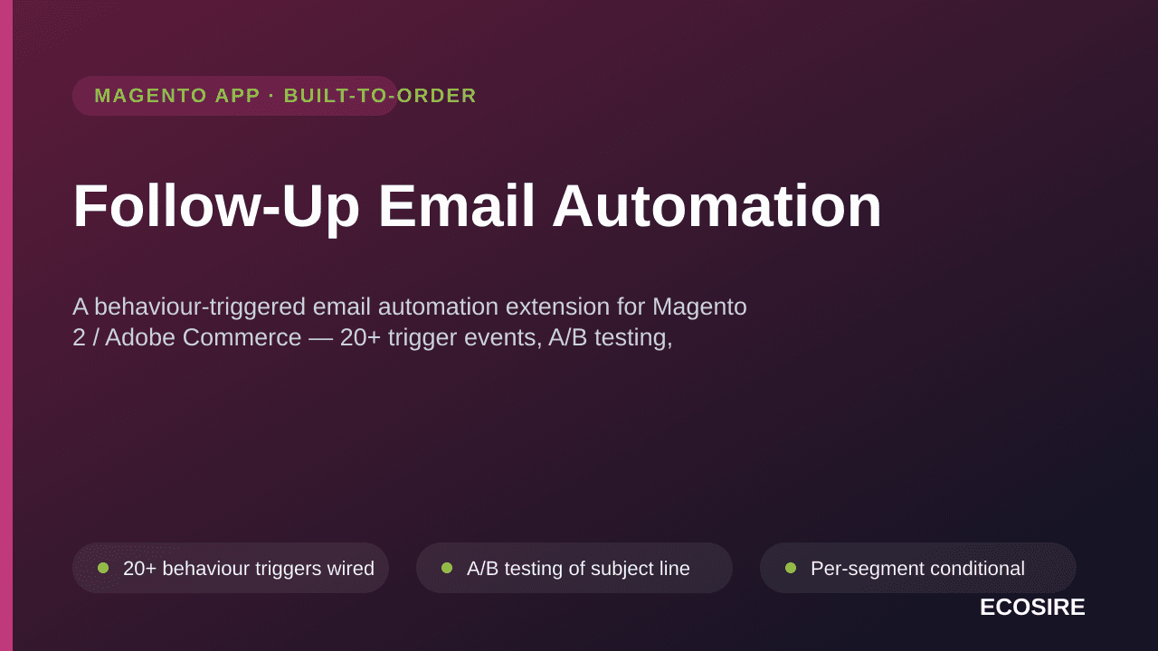 Follow-Up Email Automation — A behaviour-triggered email automation extension for Magento 2 / Adobe Commerce — 20+ trigger ev — Image 1 of 3