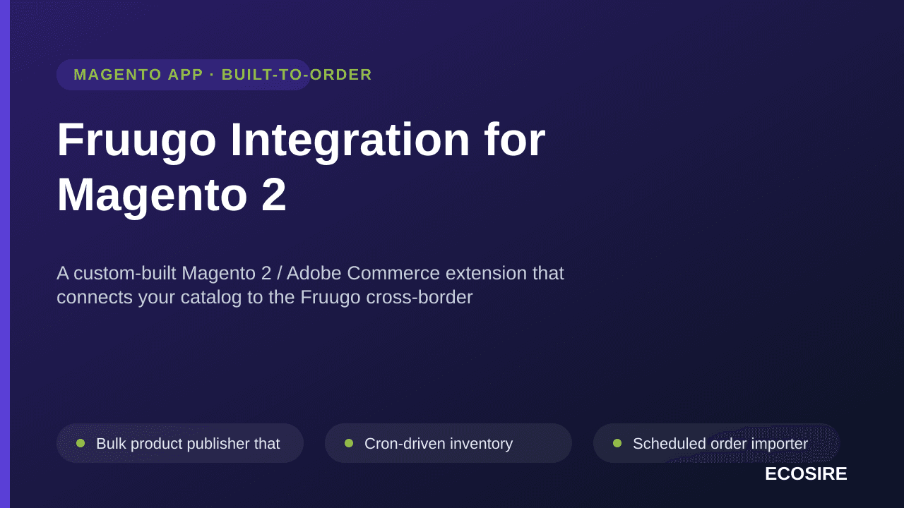 Fruugo Integration for Magento 2 — A custom-built Magento 2 / Adobe Commerce extension that connects your catalog to the Fruu — Image 1 of 3