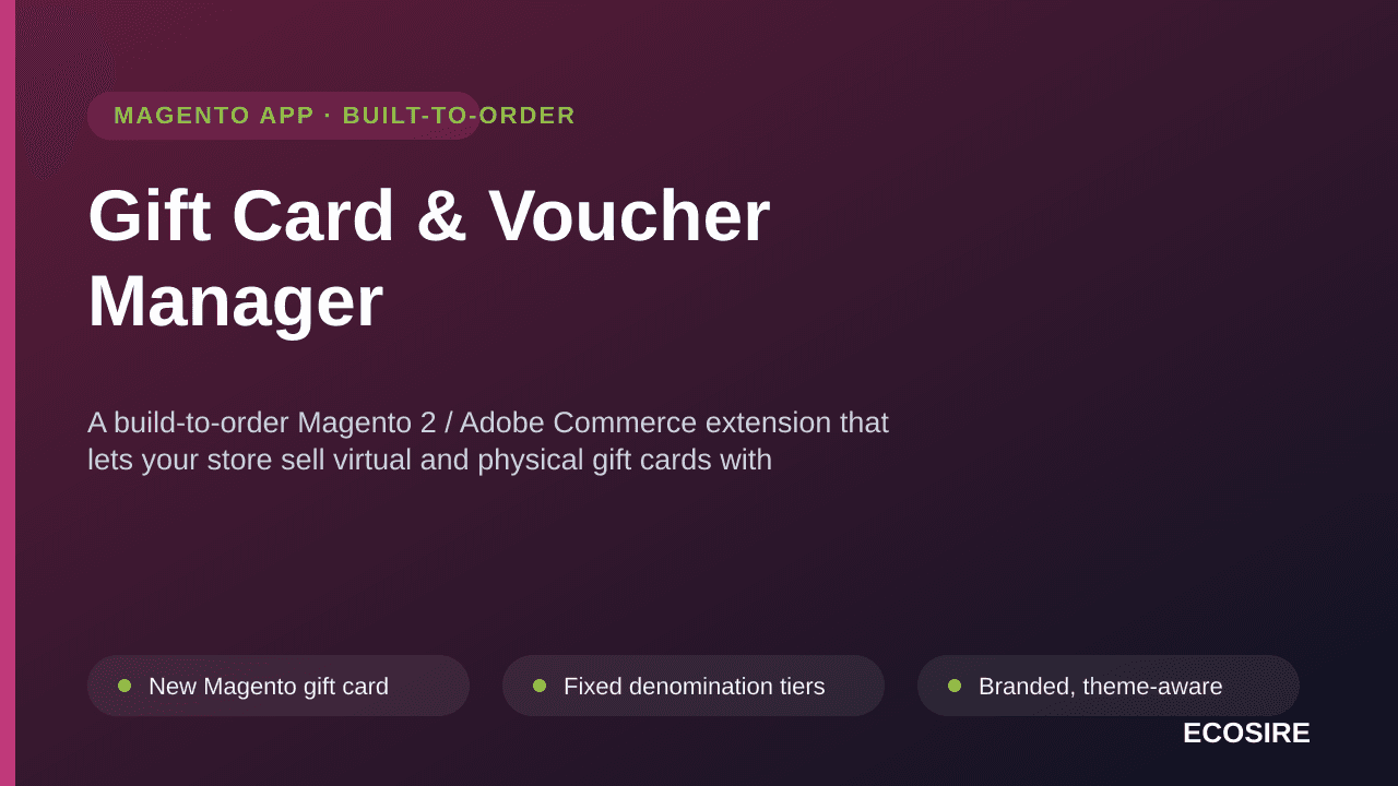 Gift Card & Voucher Manager — A build-to-order Magento 2 / Adobe Commerce extension that lets your store sell virtual and phy — Image 1 of 3