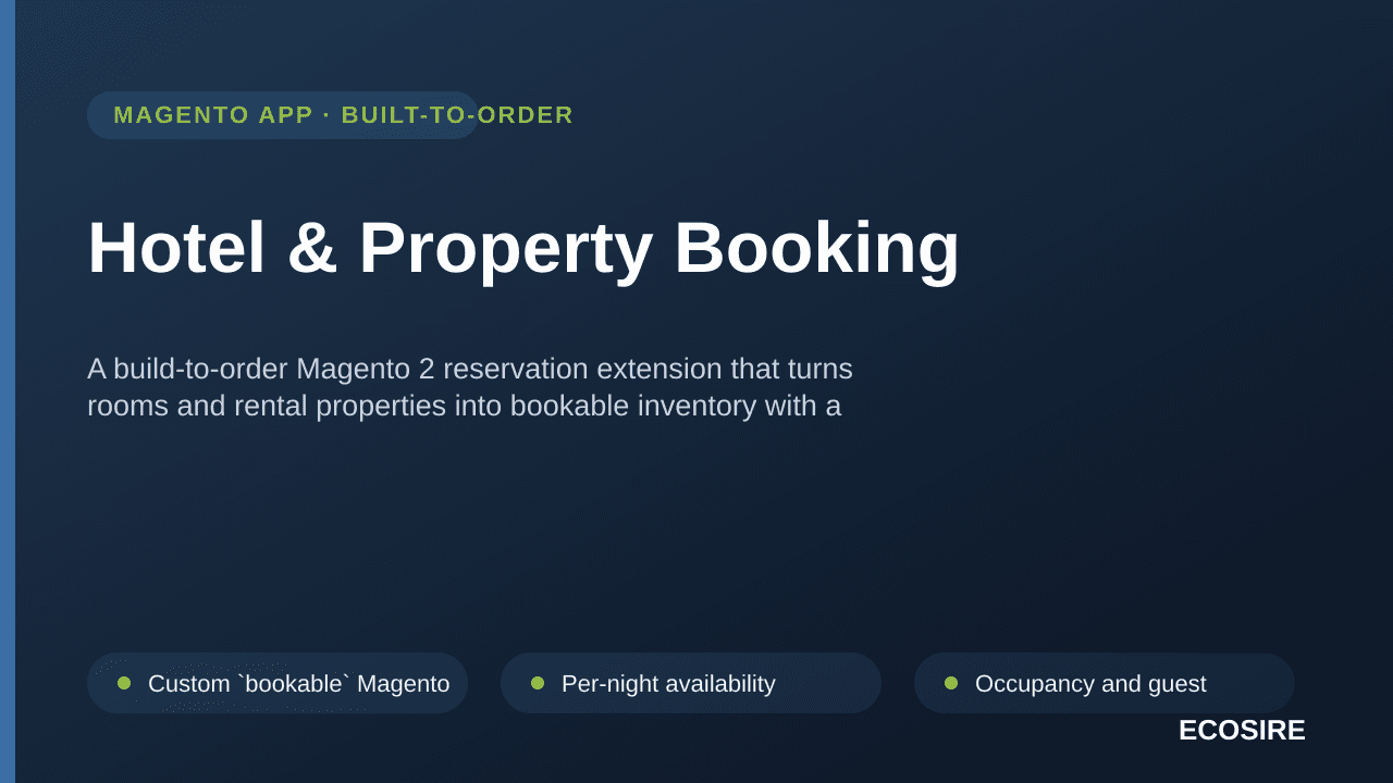 Hotel & Property Booking — A build-to-order Magento 2 reservation extension that turns rooms and rental properties into booka — Image 1 of 3
