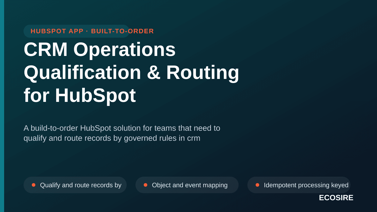 CRM Operations Qualification & Routing for HubSpot — A build-to-order HubSpot solution for teams that need to qualify and rou — 1/3