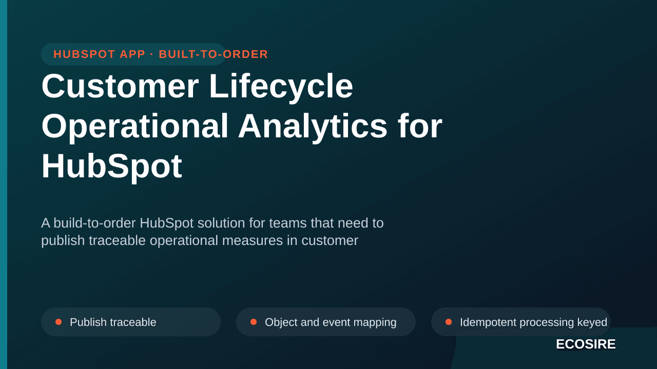 Customer Lifecycle Operational Analytics for HubSpot — A build-to-order HubSpot solution for teams that need to publish trace — 1/3