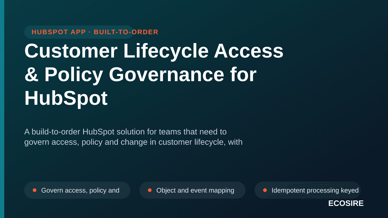 Customer Lifecycle Access & Policy Governance for HubSpot — A build-to-order HubSpot solution for teams that need to govern a — 1/3