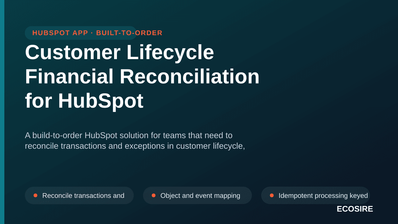 Customer Lifecycle Financial Reconciliation for HubSpot — A build-to-order HubSpot solution for teams that need to reconcile  — 1/3