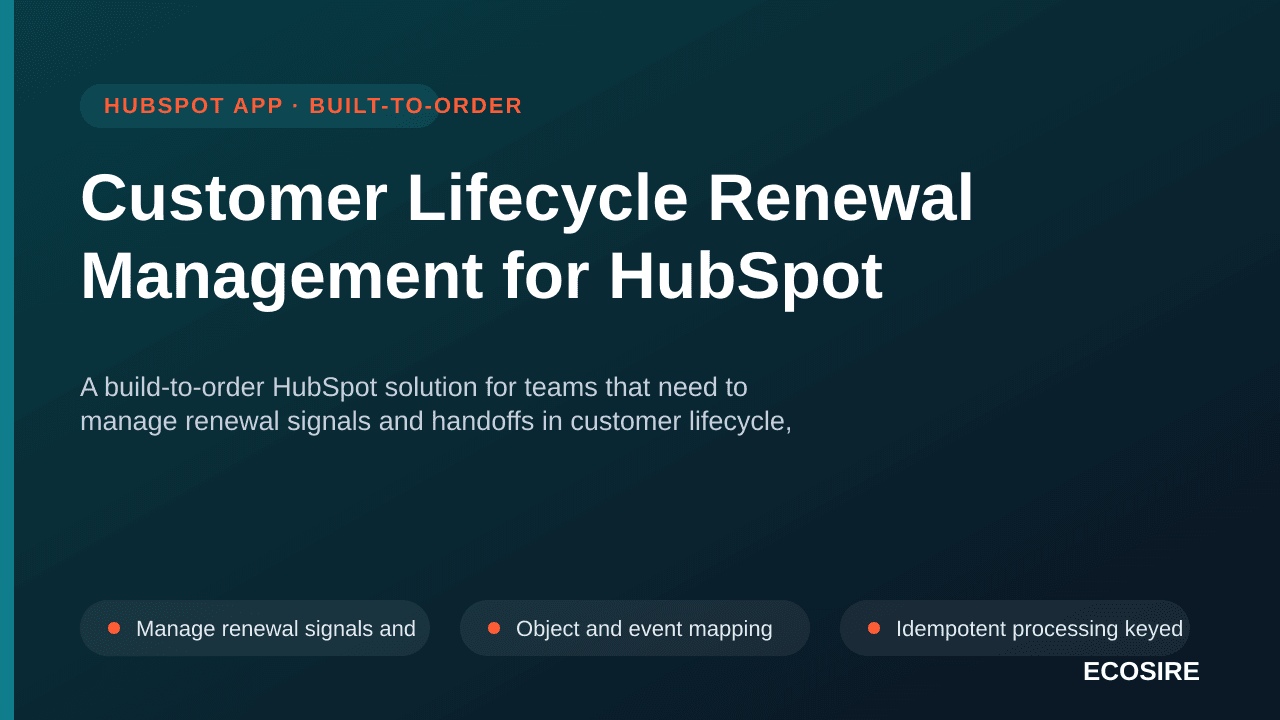 Customer Lifecycle Renewal Management for HubSpot — A build-to-order HubSpot solution for teams that need to manage renewal s — 1/3