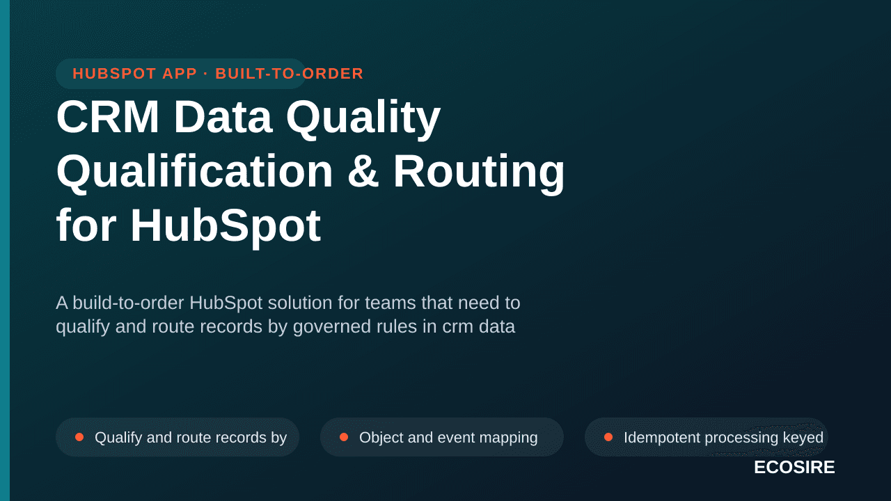 CRM Data Quality Qualification & Routing for HubSpot — A build-to-order HubSpot solution for teams that need to qualify and r — 1/3